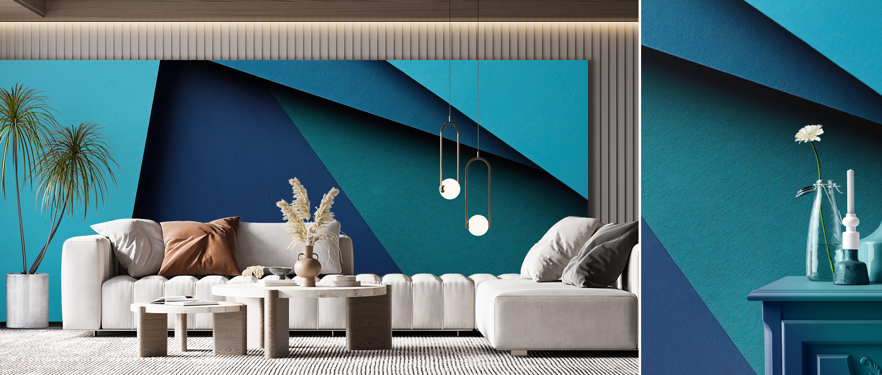 modern-living-room-featuring-blue-wallpaper-textures-with-bold-geometric-patterns-in-shades-of-blue-and-teal Modern living room featuring Blue Wallpaper Textures with bold geometric patterns in shades of blue and teal
