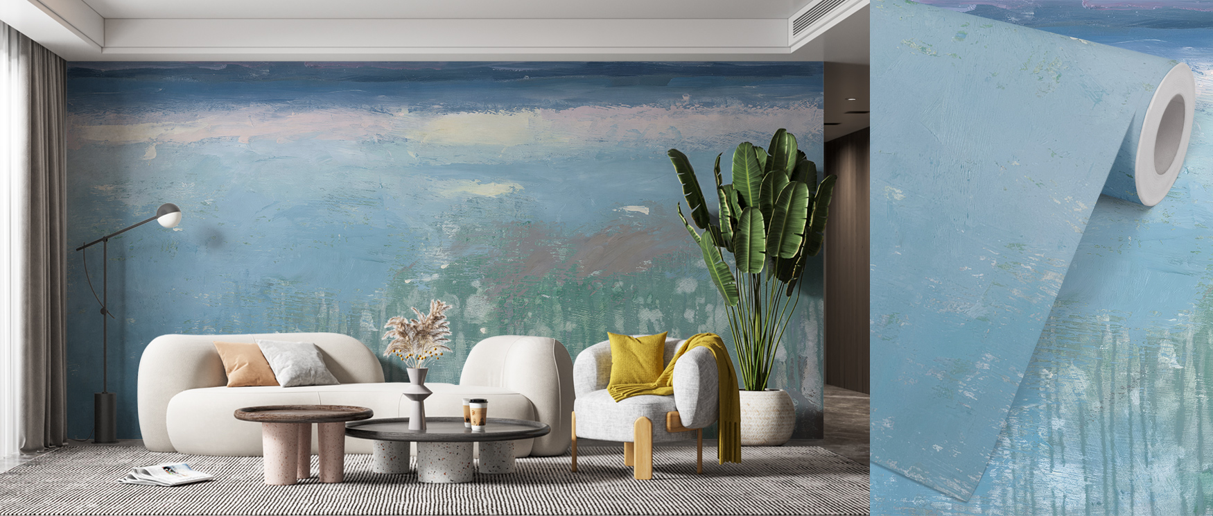 abstract-wallpaper-for-small-spaces-with-a-soothing-blue-and-green-gradient-design-behind-a-modern-minimalist-sofa-setup Abstract wallpaper for small spaces with a soothing blue and green gradient design behind a modern, minimalist sofa setup