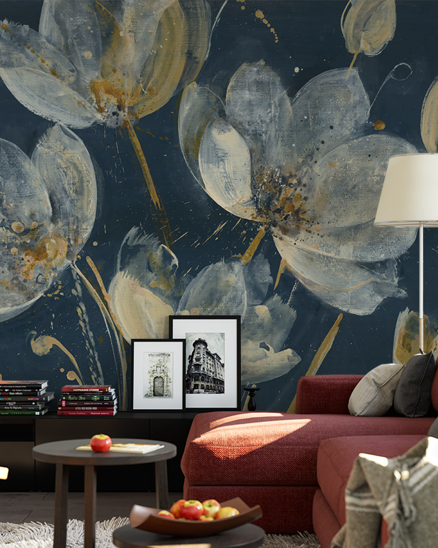 abstract-wallpaper-trends-featuring-oversized-floral-designs-on-a-dark-background-complementing-a-cozy-red-sofa Abstract wallpaper trends featuring oversized floral designs on a dark background, complementing a cozy red sofa