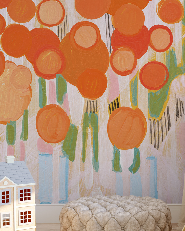 colorful-abstract-wallpaper-with-orange-circles-and-pastel-stripes-behind-a-cozy-ottoman-and-toy-house-ideal-abstract-wallpaper-for-small-spaces Colorful abstract wallpaper with orange circles and pastel stripes behind a cozy ottoman and toy house, ideal Abstract Wallpaper for Small Spaces