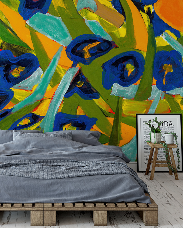 vibrant-floral-design-showcases-bold-abstract-wallpaper-trends-behind-a-minimalist-bed-creating-a-striking-visual-contrast Vibrant floral design showcases bold abstract wallpaper trends behind a minimalist bed, creating a striking visual contrast