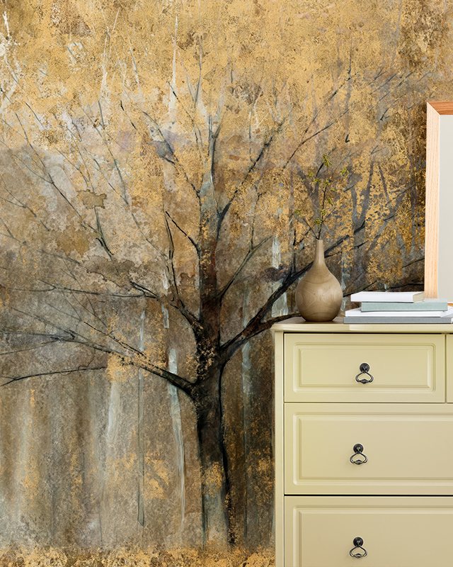 abstract-tree-design-wallpaper-in-earthy-tones-behind-a-beige-dresser-wallpaper-for-small-offices Abstract tree design wallpaper in earthy tones behind a beige dresser. Wallpaper for Small Offices.