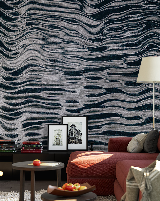 abstract-wavy-black-and-white-wallpaper-with-textured-lines-behind-a-red-sofa-ideal-wallpaper-for-open-office-layouts Abstract wavy black and white wallpaper with textured lines behind a red sofa. Ideal wallpaper for open office layouts.
