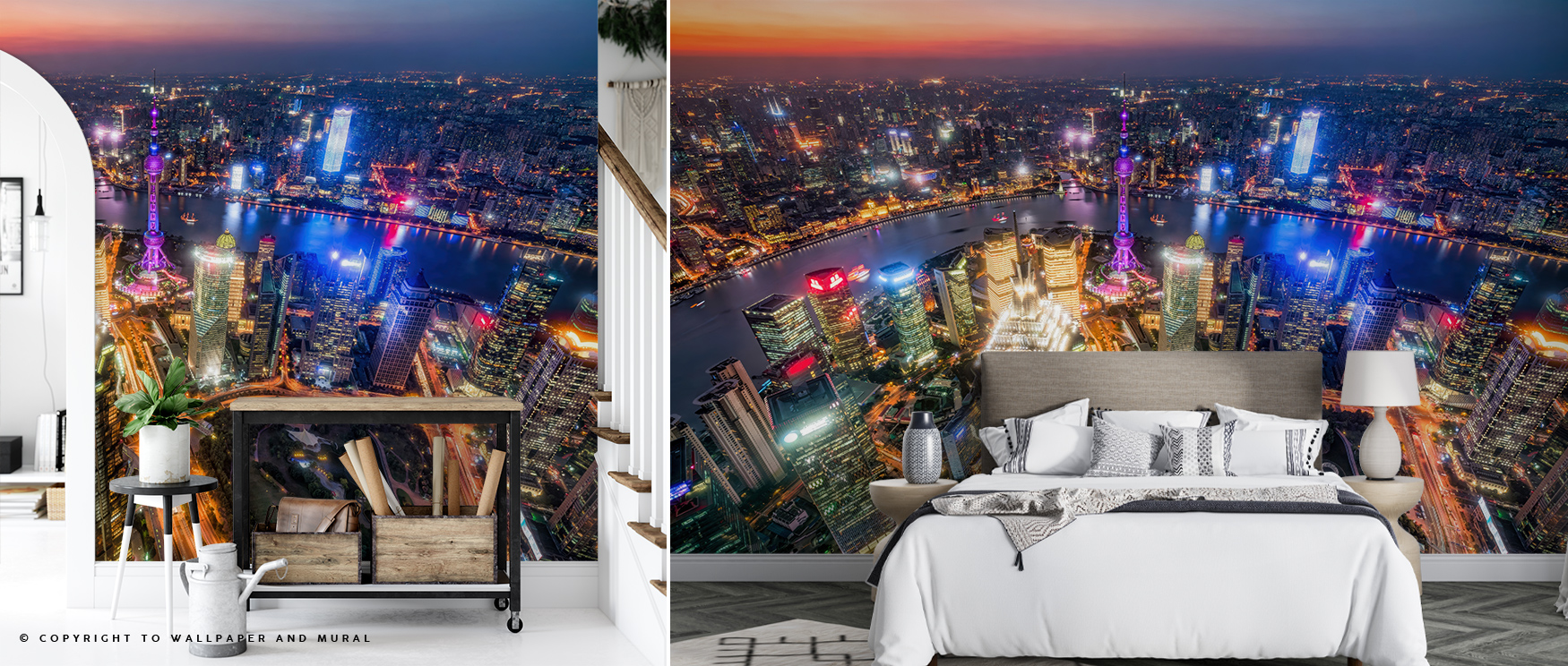 aerial-cityscape-wallpaper-featuring-illuminated-skyscrapers-and-a-river-at-night-perfect-for-peel-and-stick-office-wallpaper Aerial cityscape wallpaper featuring illuminated skyscrapers and a river at night, perfect for peel-and-stick office wallpaper.