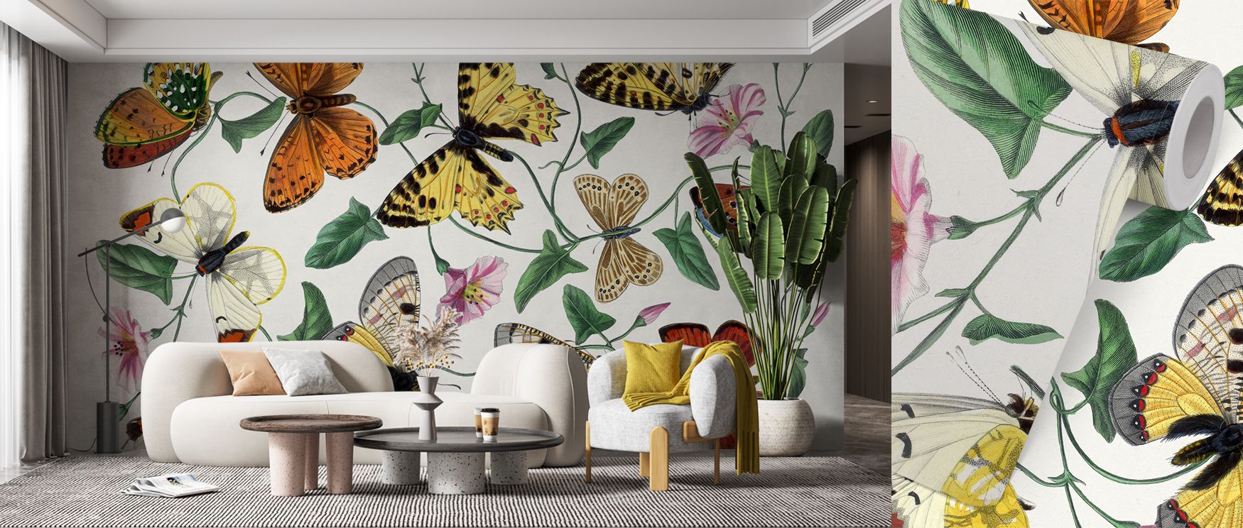 butterfly-themed-wallpaper-in-a-modern-living-room-showcasing-popular-themes-for-teens-room-wallpapers Butterfly-themed wallpaper in a modern living room, showcasing popular themes for teens room wallpapers.