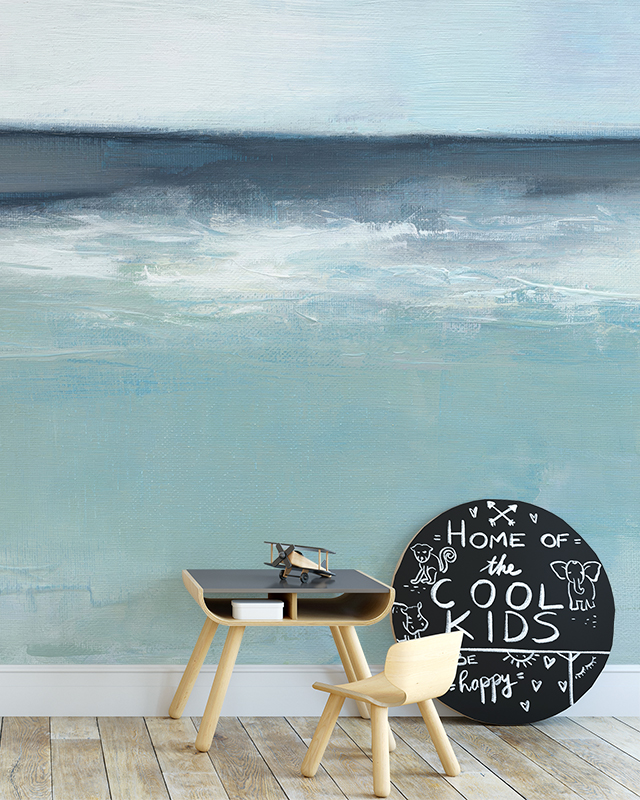 color-schemes-for-teens-room-wallpaper-featuring-a-calming-ocean-scene-with-a-kids-desk-and-decorative-sign-in-front Color Schemes for Teens Room Wallpaper featuring a calming ocean scene with a kids' desk and decorative sign in front.