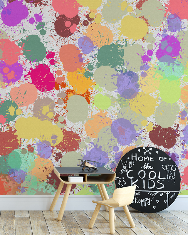 color-schemes-for-teens-room-wallpaper-featuring-vibrant-colorful-paint-splatters-with-a-small-desk-and-chair-in-front Color Schemes for Teens Room Wallpaper featuring vibrant, colorful paint splatters with a small desk and chair in front.