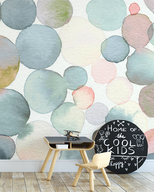 color-schemes-for-teens-room-wallpaper-featuring-watercolor-circles-in-soft-pastel-shades-with-a-desk-and-chair-in-front Color Schemes for Teens Room Wallpaper featuring watercolor circles in soft pastel shades, with a desk and chair in front.