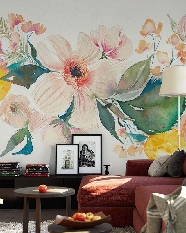 colorful-floral-mural-used-as-office-wallpaper-for-branding-adding-a-fresh-and-vibrant-atmosphere-to-the-space Colorful floral mural used as office wallpaper for branding, adding a fresh and vibrant atmosphere to the space.