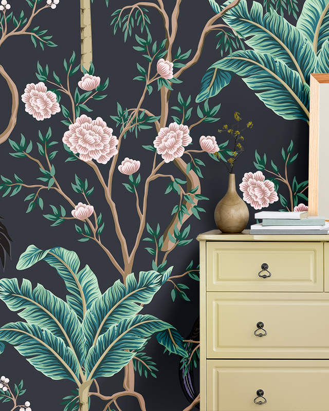 dark-floral-wallpaper-with-pink-flowers-and-green-leaves-highlighting-bold-color-schemes-for-teens-room-wallpaper Dark floral wallpaper with pink flowers and green leaves, highlighting bold color schemes for teens room wallpaper.
