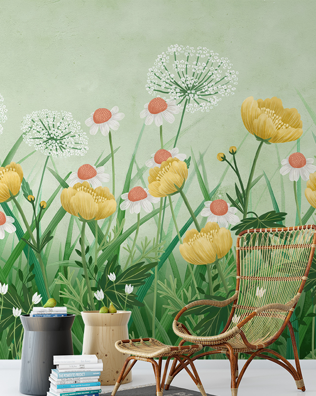 floral-themed-wallpaper-with-daisies-and-dandelions-showcasing-the-benefits-of-using-wallpaper-in-teens-rooms-for-personalization Floral-themed wallpaper with daisies and dandelions, showcasing the benefits of using wallpaper in teens rooms for personalization.