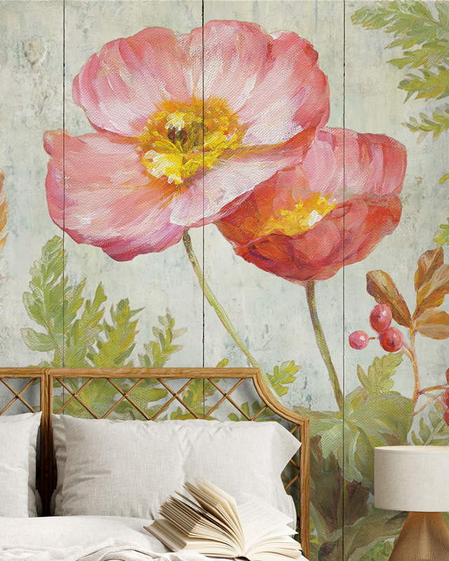 floral-themed-wallpaper-with-large-pink-and-red-poppies-perfect-for-girls-teens-room-wallpaper-decor Floral-themed wallpaper with large pink and red poppies, perfect for Girls Teens Room Wallpaper décor.