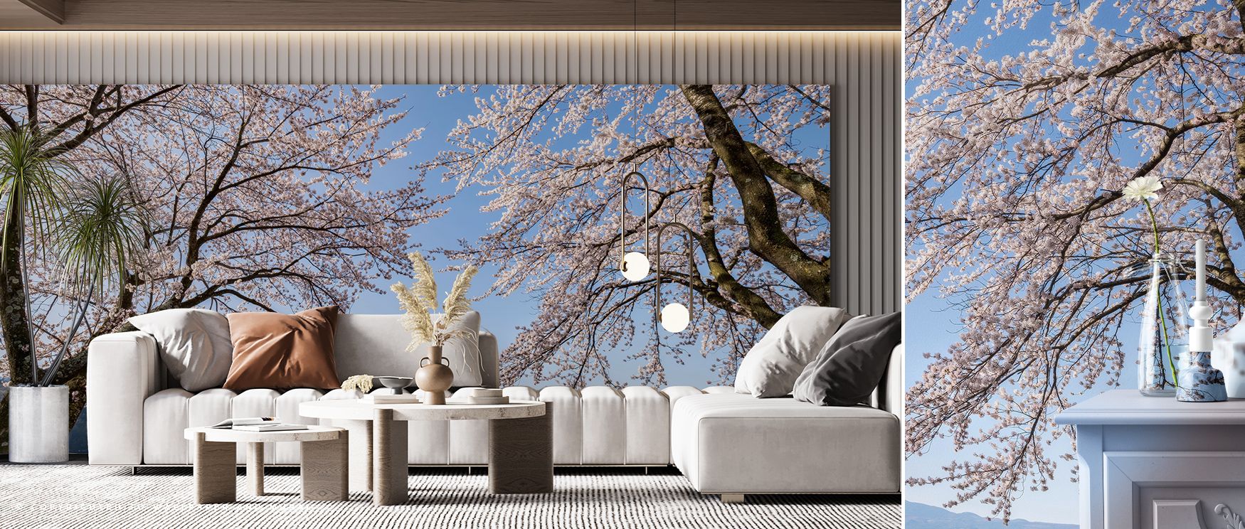 japandi-wallpaper-with-other-styles-featuring-serene-cherry-blossom-branches-against-a-blue-sky-blending-nature-and-minimalism Japandi wallpaper with other styles featuring serene cherry blossom branches against a blue sky, blending nature and minimalism.