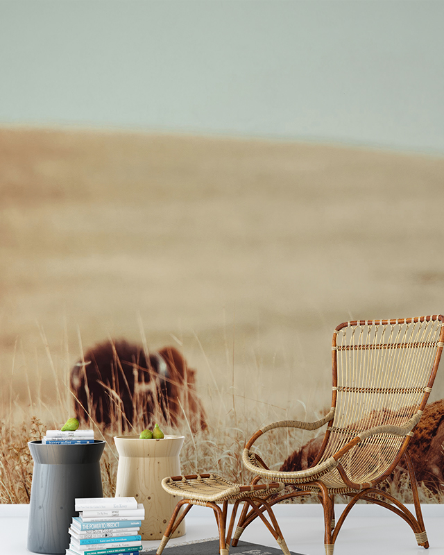 living-room-with-rattan-chair-side-tables-and-books-in-front-of-benefits-of-using-beige-wallpaper-in-small-spaces-featuring-a-nature-inspired-landscape-design Living room with rattan chair, side tables, and books in front of Benefits of using Beige Wallpaper in Small Spaces featuring a nature-inspired landscape design.
