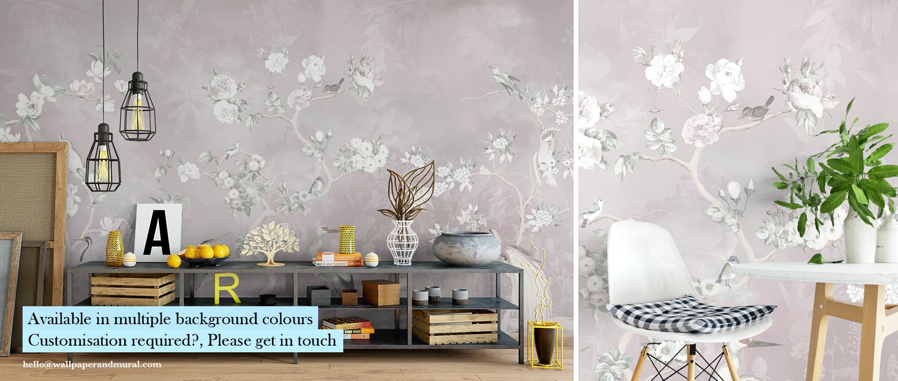 peel-and-stick-wallpaper-trends-featuring-delicate-floral-and-bird-patterns-with-modern-decor-and-hanging-pendant-lights Peel and Stick Wallpaper trends featuring delicate floral and bird patterns, with modern decor and hanging pendant lights.
