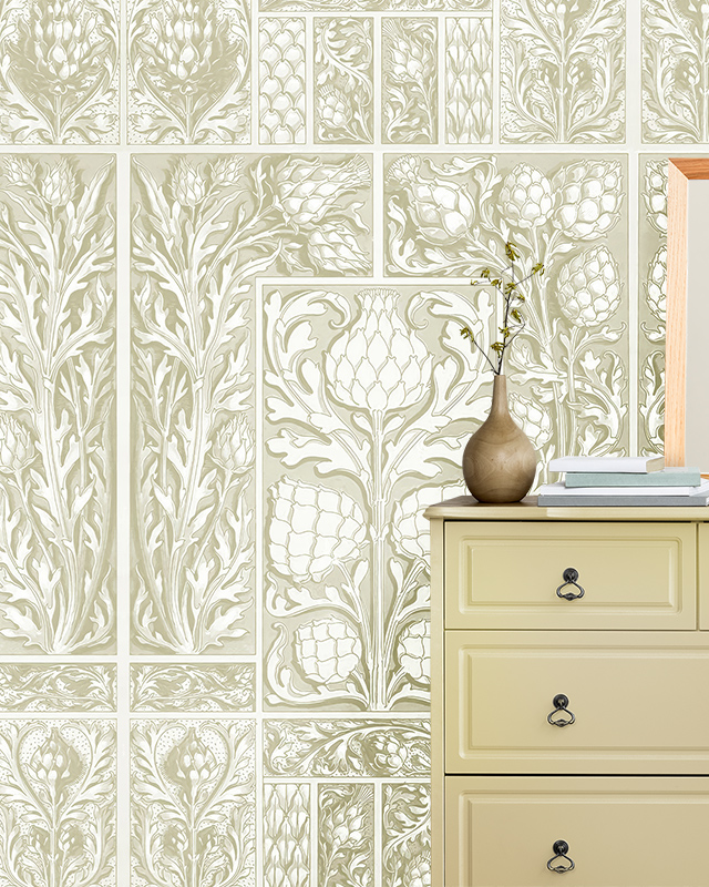 room-with-a-dresser-vase-and-books-in-front-of-benefits-of-using-beige-wallpaper-in-small-spaces-featuring-intricate-floral-patterns Room with a dresser, vase, and books in front of Benefits of using Beige Wallpaper in Small Spaces featuring intricate floral patterns.