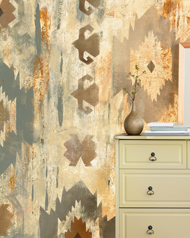 room-with-dresser-vase-and-books-in-front-of-choosing-the-right-shade-of-beige-wallpaper-featuring-geometric-patterns Room with dresser, vase, and books in front of Choosing the Right Shade of Beige wallpaper featuring geometric patterns.