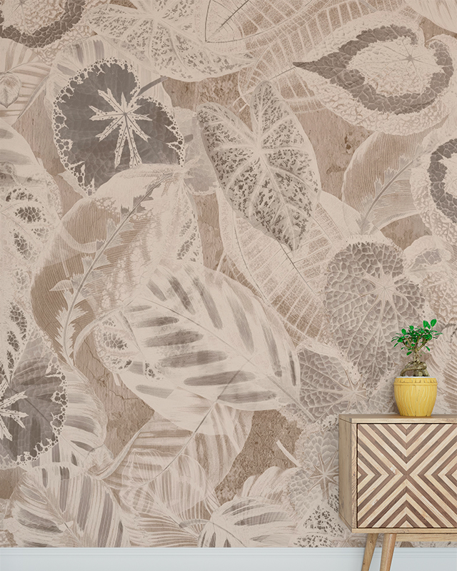 room-with-wooden-cabinet-small-plant-and-benefits-of-using-beige-wallpaper-in-small-spaces-featuring-detailed-leaf-patterns Room with wooden cabinet, small plant, and Benefits of using Beige Wallpaper in Small Spaces featuring detailed leaf patterns.