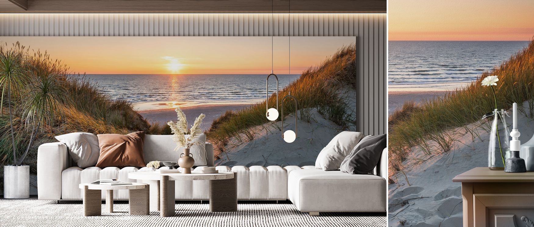 a-serene-beach-sunset-with-sand-dunes-perfect-bright-wallpaper-for-small-spaces-adding-a-calming-coastal-vibe A serene beach sunset with sand dunes, perfect bright wallpaper for small spaces, adding a calming coastal vibe.