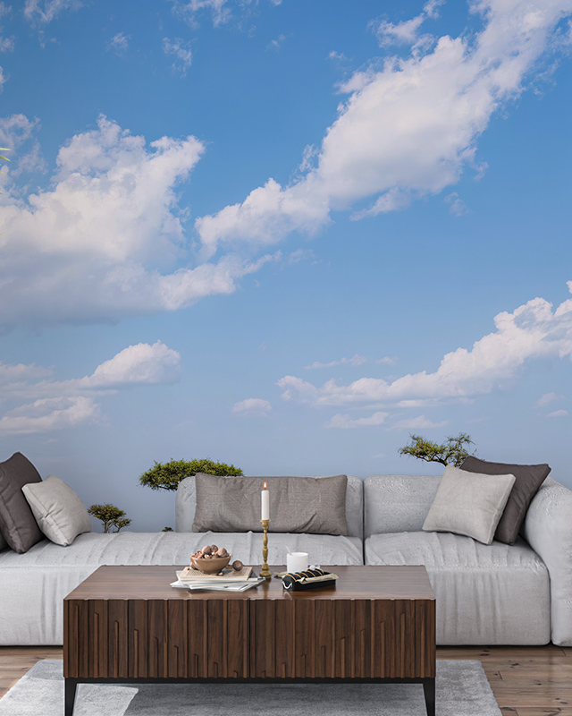 a-serene-seating-area-with-sky-and-cloud-mural-featuring-bright-wallpaper-in-commercial-spaces-for-a-calming-atmosphere A serene seating area with sky and cloud mural featuring bright wallpaper in commercial spaces for a calming atmosphere.