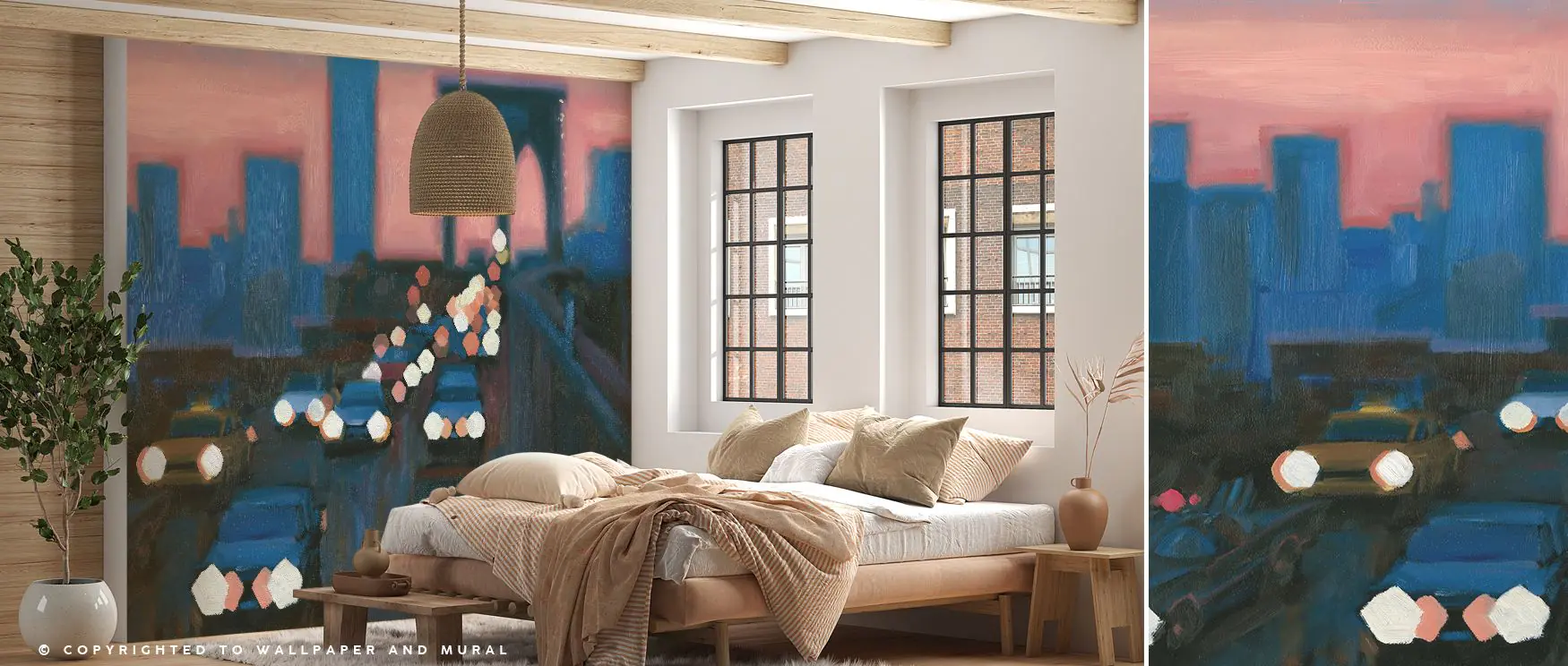 blurry-cityscape-mural-with-evening-traffic-lights-creating-a-calming-atmosphere-ideal-urban-wallpaper-for-small-spaces Blurry cityscape mural with evening traffic lights, creating a calming atmosphere; ideal urban wallpaper for small spaces.