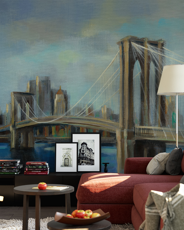 brooklyn-bridge-urban-wallpaper-for-different-room-types-featuring-soft-brushstrokes-and-skyline-perfect-for-living-spaces Brooklyn Bridge urban wallpaper for different room types, featuring soft brushstrokes and skyline, perfect for living spaces.