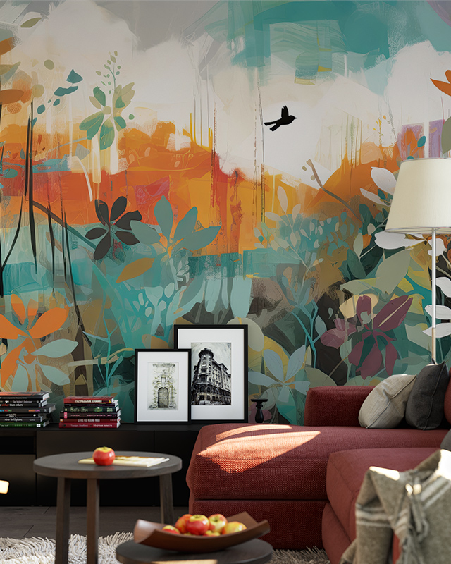 colorful-abstract-floral-mural-with-vibrant-hues-showcasing-modern-urban-wallpaper-trends-for-a-lively-contemporary-space Colorful abstract floral mural with vibrant hues, showcasing modern urban wallpaper trends for a lively, contemporary space.