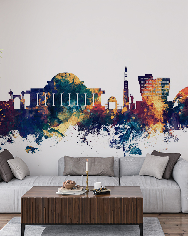 colorful-watercolor-city-skyline-mural-ideal-urban-wallpaper-for-small-spaces-adding-vibrant-energy-and-artistic-flair Colorful watercolor city skyline mural, ideal urban wallpaper for small spaces, adding vibrant energy and artistic flair.