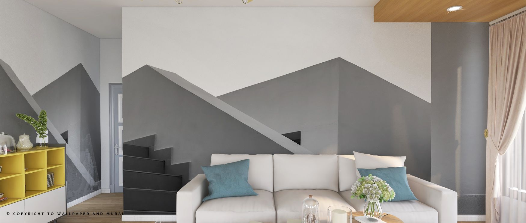 urban-wallpaper-for-open-concept-spaces-featuring-geometric-gray-mountain-like-shapes-creating-a-modern-minimalist-look Urban wallpaper for open-concept spaces featuring geometric gray mountain-like shapes, creating a modern minimalist look.