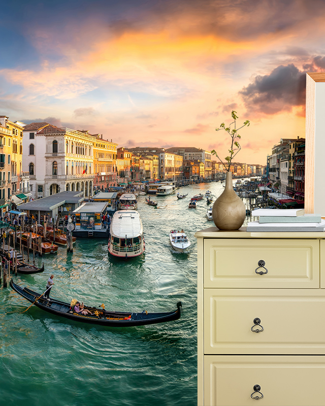 venice-canal-scene-as-bright-wallpaper-illustrating-current-bright-wallpaper-trends-for-modern-interior-design Venice canal scene as bright wallpaper, illustrating current bright wallpaper trends for modern interior design.