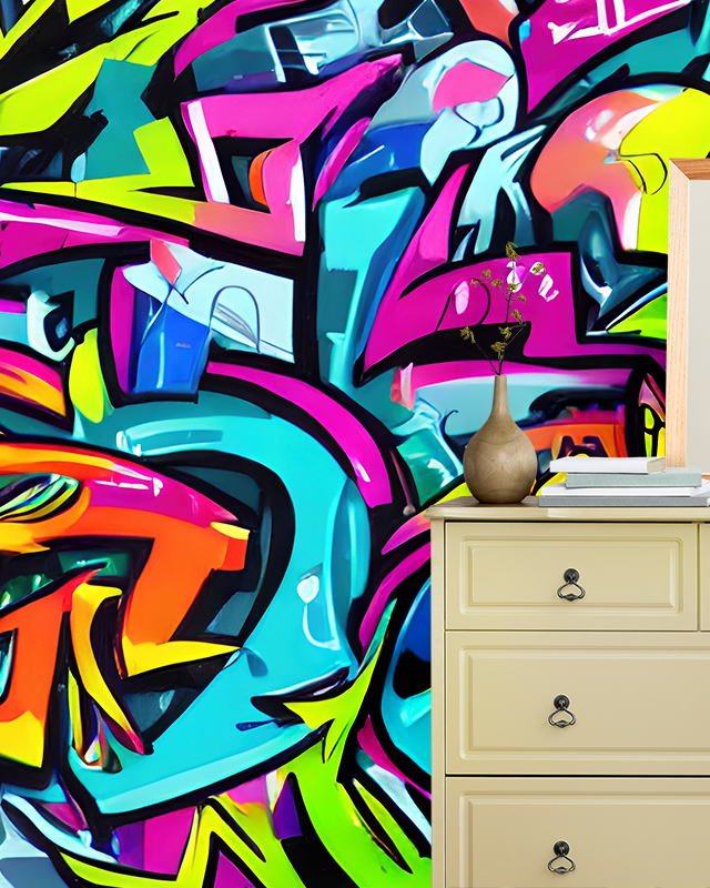 vibrant-graffiti-style-urban-wallpaper-for-different-room-types-adding-bold-colors-and-modern-street-art-energy Vibrant graffiti-style urban wallpaper for different room types, adding bold colors and modern street art energy.