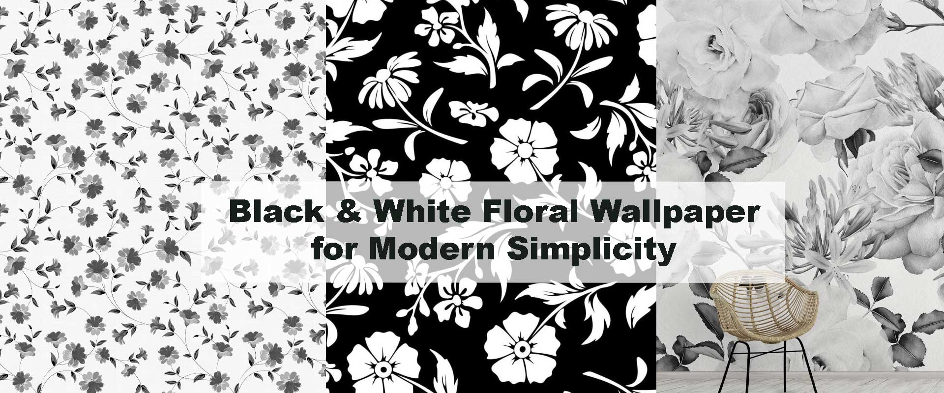 Black & White Floral Wallpaper for Modern Simplicity