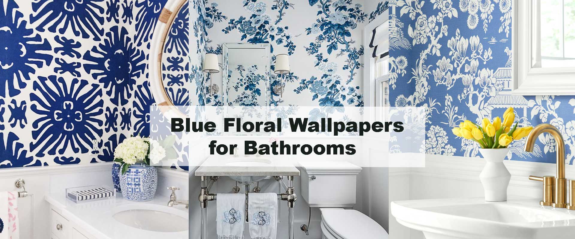 Blue Floral Wallpapers for Bathrooms