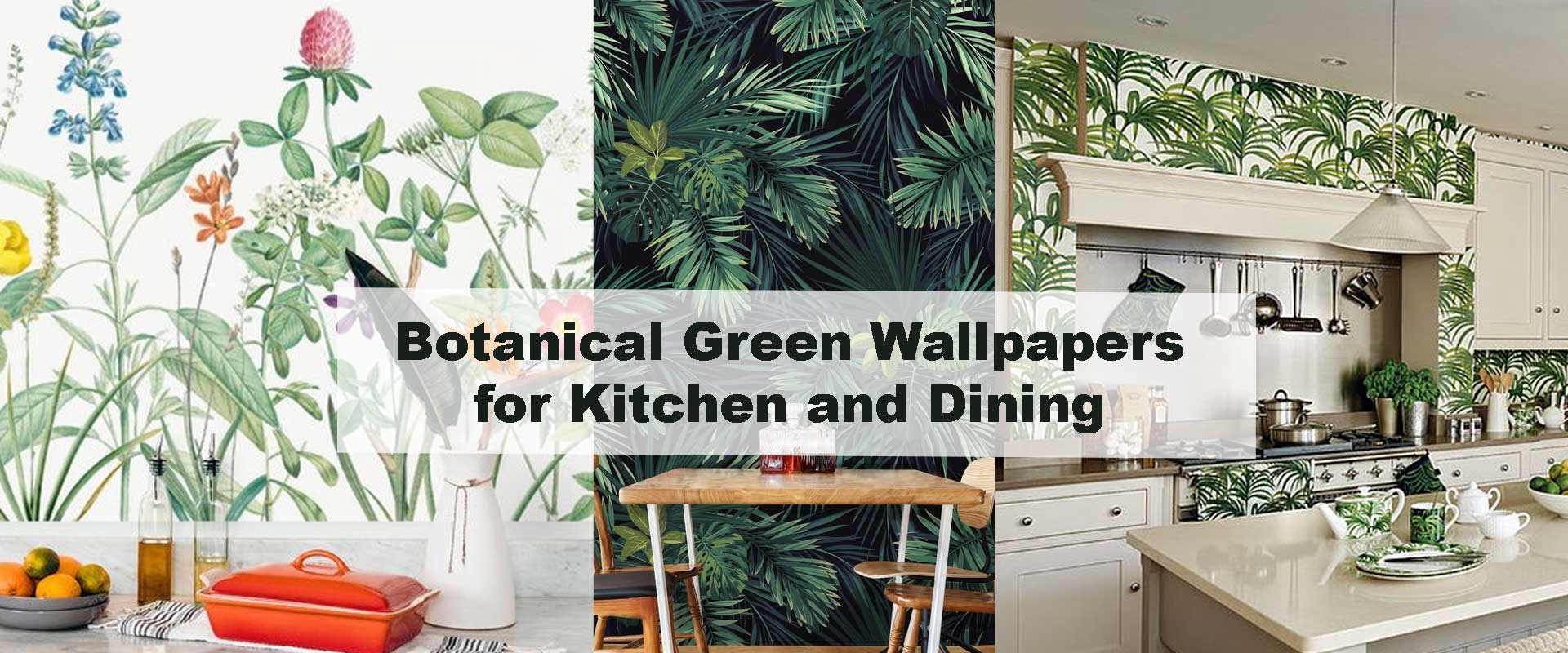 Botanical Green Wallpapers for Kitchen and Dining