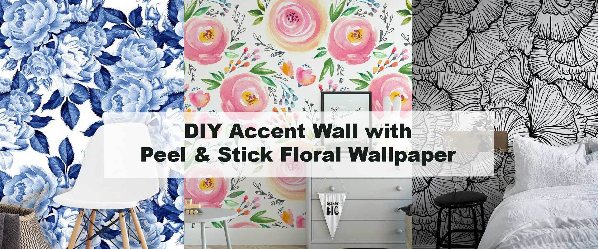 DIY Accent Wall with Peel & Stick Floral Wallpaper