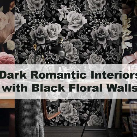 Dark Romantic Interiors with Black Floral Walls