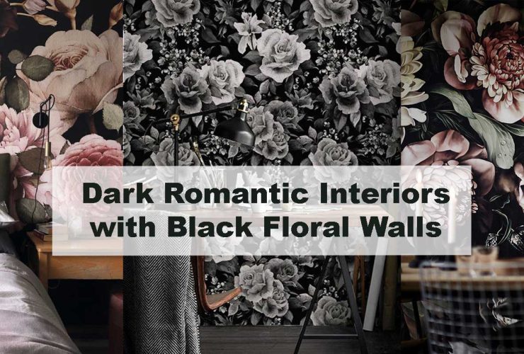 Dark Romantic Interiors with Black Floral Walls