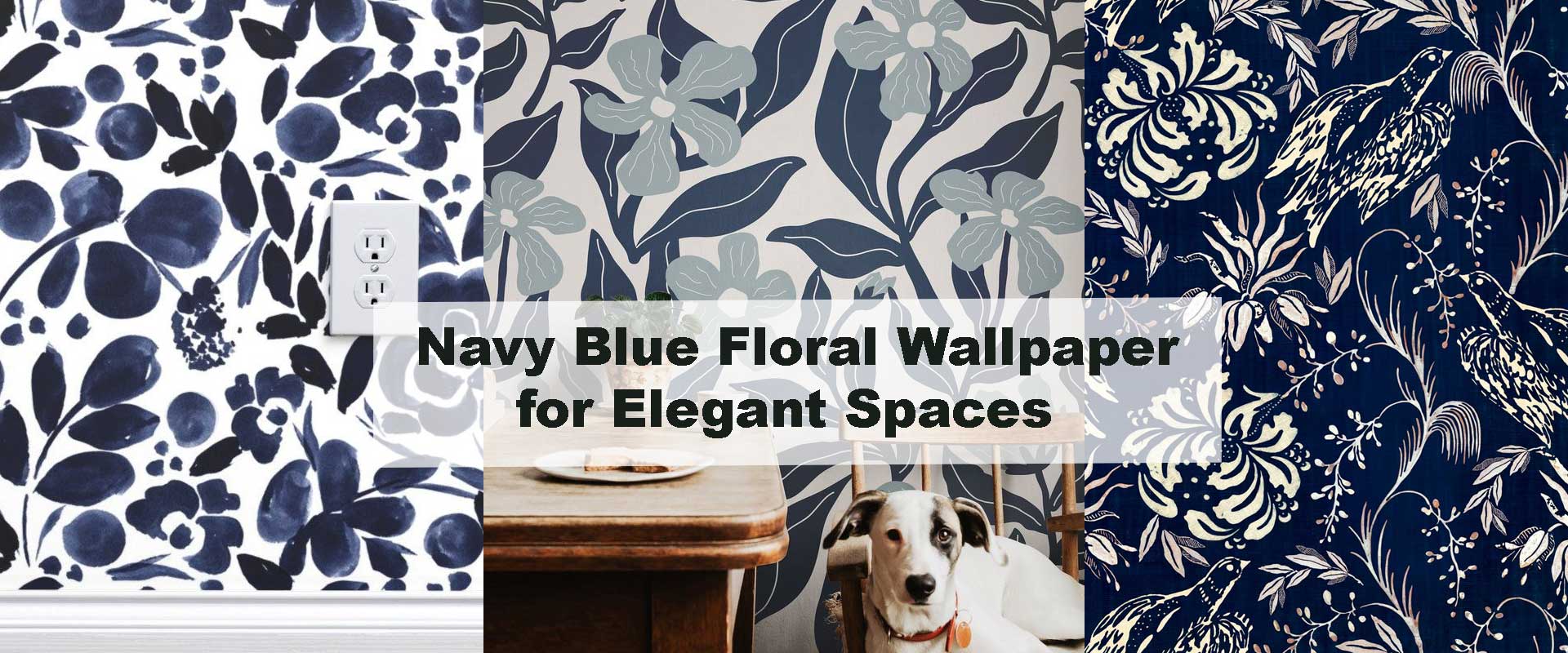 Navy Blue Floral Wallpaper for Elegant Spaces