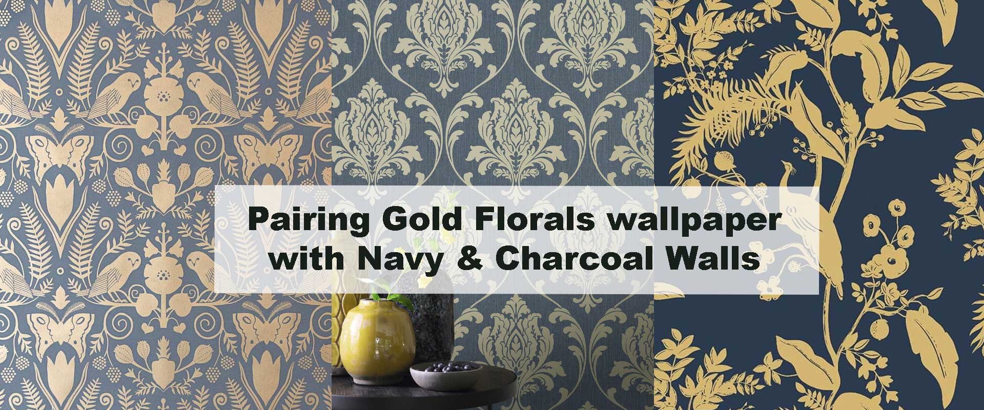 Pairing Gold Florals with Navy & Charcoal Walls