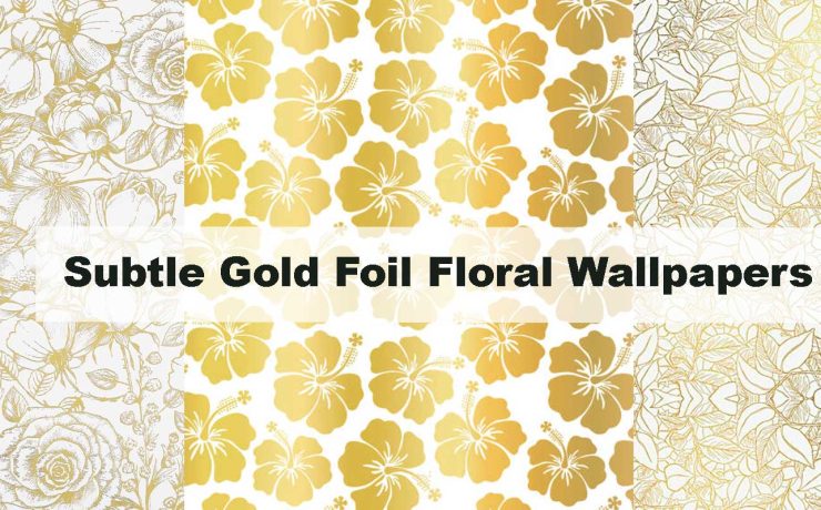 Subtle Gold Foil Floral Wallpapers