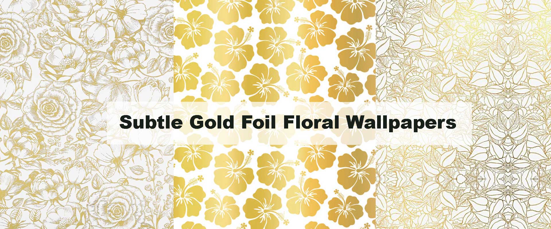 Subtle Gold Foil Floral Wallpapers