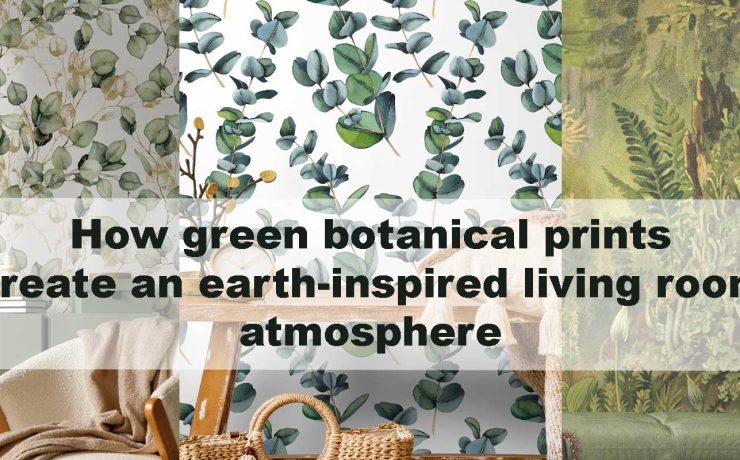 How green botanical prints create an earth-inspired living room atmosphere