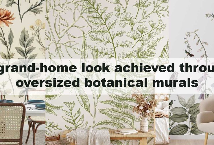 A grand-home look achieved through oversized botanical murals