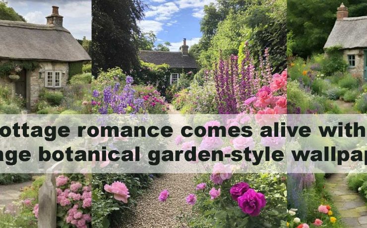 Cottage romance comes alive with vintage botanical garden-style wallpaper