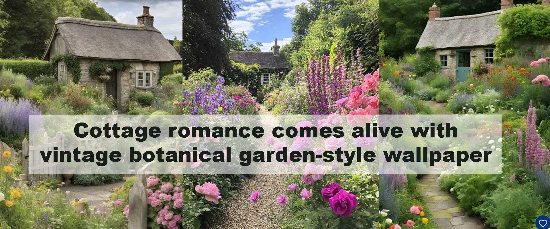 Cottage romance comes alive with vintage botanical garden-style wallpaper