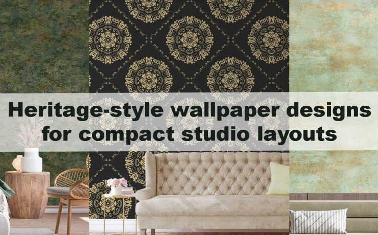 Heritage-style wallpaper designs for compact studio layouts