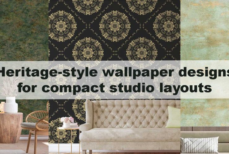 Heritage-style wallpaper designs for compact studio layouts