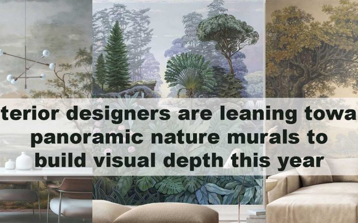 Interior designers are leaning toward panoramic nature murals to build visual depth this year