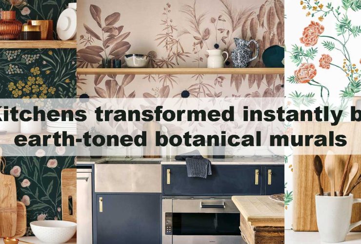 Kitchens transformed instantly by earth-toned botanical murals