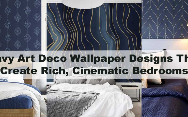 Navy Art Deco Wallpaper Designs That Create Rich, Cinematic Bedrooms